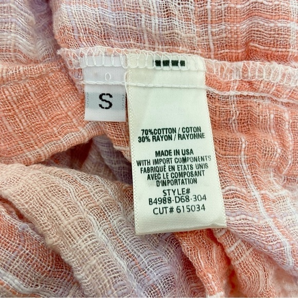 Bella Dahl Long Sleeve Shirred Raglan Shirt in Coral Plaid S NWT - Picture 7 of 9